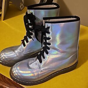 Iridescent combat boots by City Snappers size 8